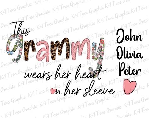 Personalized This Grammy Wears Her Heart On Her Sleeve Png Custom