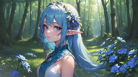 Premium AI Image Kawaii Elf Girl In The Forest Anime Art For Wallpaper