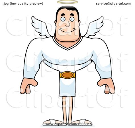 Clipart Of A Happy Buff Caucasian Male Angel Royalty Free Vector