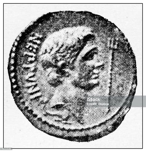 Atlas Of Classical Portraits Roman Coin Of Pompeius Stock Illustration