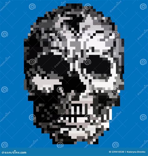 Pixel Human Skull High Detailed Isolated Vector Retro 2d Game Slot