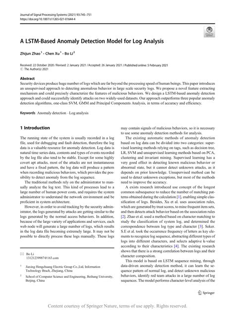 Pdf A Lstm Based Anomaly Detection Model For Log Analysis