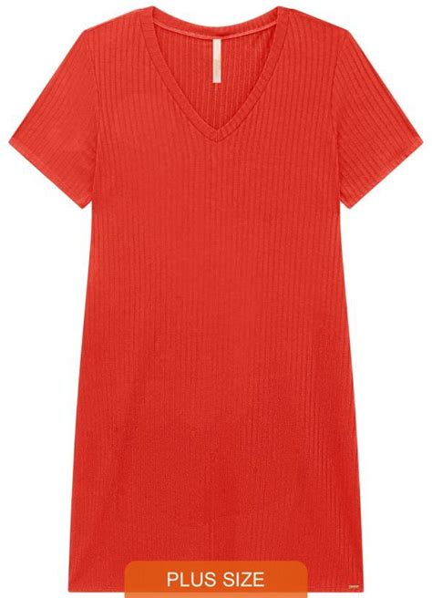 Vestido Malha Canelado Tracy Vermelho Lunender Mais Mulher