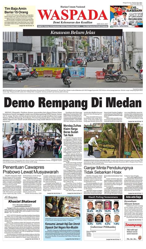 Waspada Sabtu September Epaper Harian Waspada