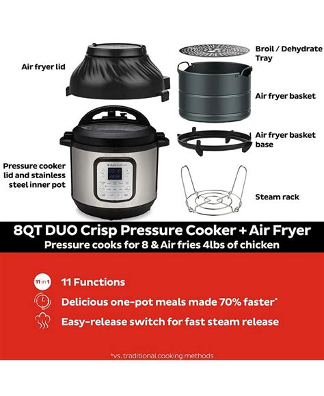 Instant Pot Duo Crisp 11 In 1 Air Fryer And Electric Pressure Cooker Macys