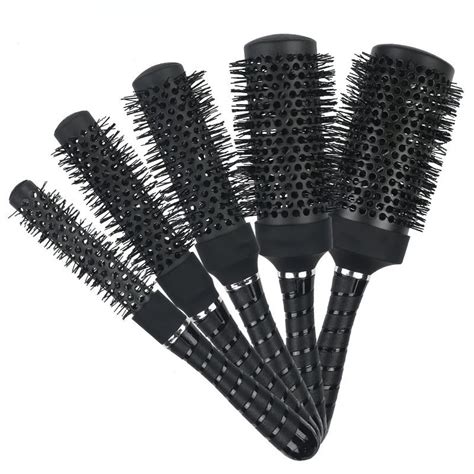 Private Label Ceramic Round Hair Brush High Quality Boar Bristle Styling Hairbrush Nylon Ionic