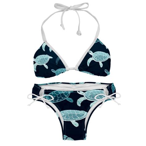 Turtle Seamless Swim Wear Bikini Set With Detachable Sponge