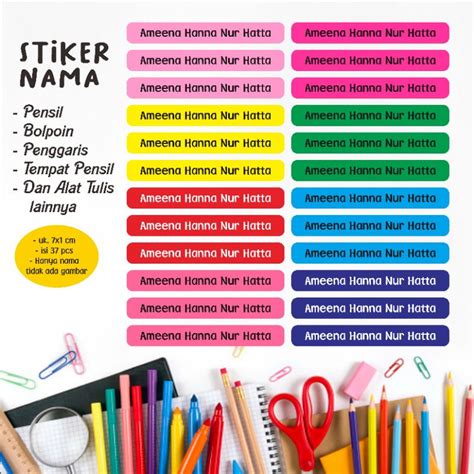 Jual Stiker Label Nama Stiker Pensil Waterproof Shopee Indonesia