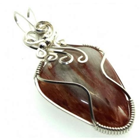 Copper Rutilated Quartz Sterling Silver Wire Wrapped Pendant Wire