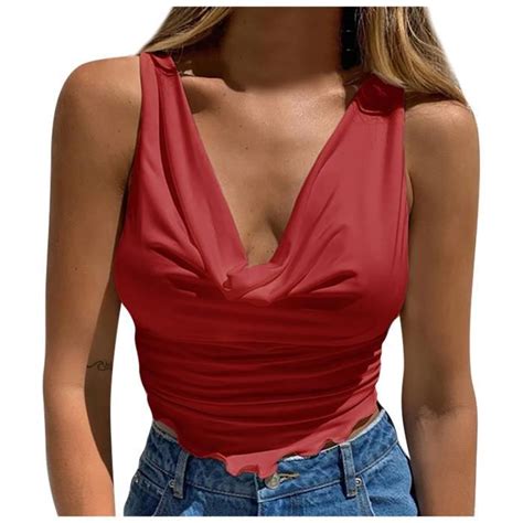 Caraco D T Coupe Basse Pour Femmes Chemises Sans Manches Sexy Camis