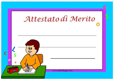 Attestato Di Merito Per Bambino Tuttodisegni