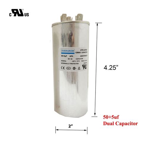 New 50 5 Uf MFD 370 440 VAC Volts Round Dual Run Capacitor 50 60 Hz EBay