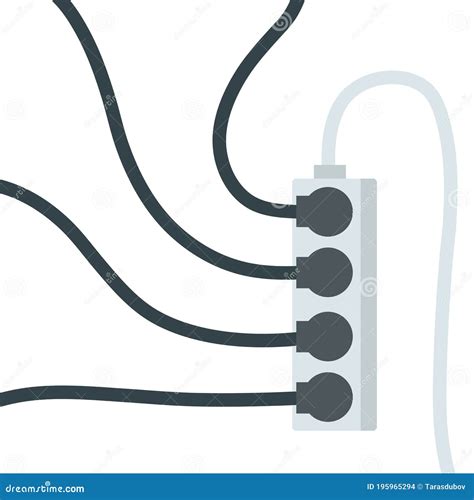 Many Outlets To Plug With Wires Load On System Cartoon Flat