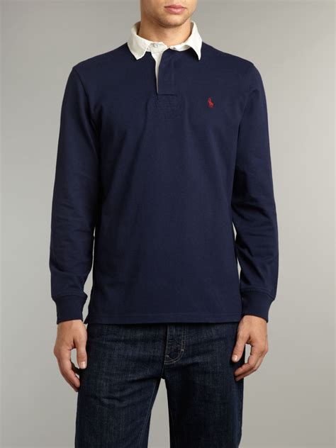 Polo Ralph Lauren Long Sleeved Classic Rugby Top In Blue For Men Lyst