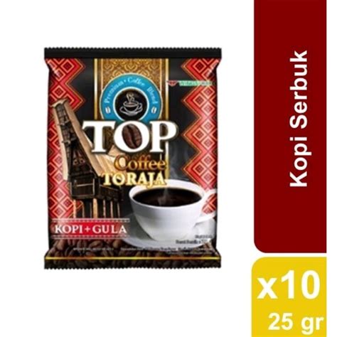 Jual TOP Coffee Toraja Kopi Gula 2 IN 1 Pack 10X25gr Kopi Top Toraja