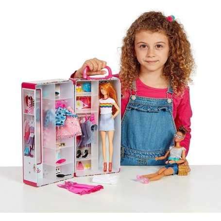 Barbie Guardaroba Valigia Armadio Con Barre Appendiabiti Scaffali E