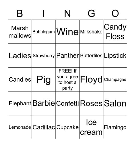 Pink Bingo Card