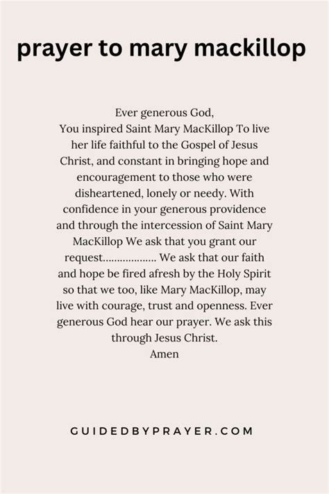 Saint Mary Mackillop Prayer Guided By Prayer