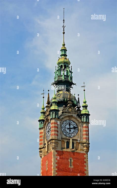 Clock Tower Gdansk Glowny Railway Station Poland Stock Photo Alamy