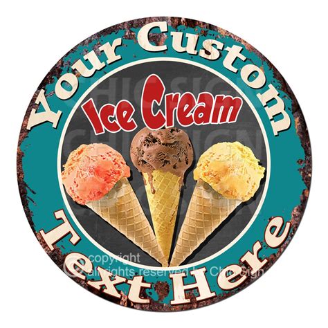 Custom Ice Cream Metal Sign Kitchen Decor Personalized Sign Room