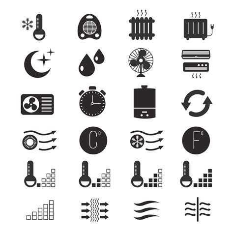 Heating And Cooling Air Conditioning System Vector Icons By