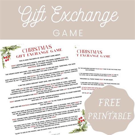 A Christmas Gift Exchange Game Is Shown With The Words Free Printable