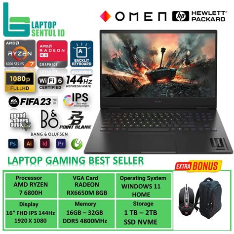 Jual Laptop Gaming Hp Omen Ryzen H Ram Gb Ddr Tb Rx M Gb