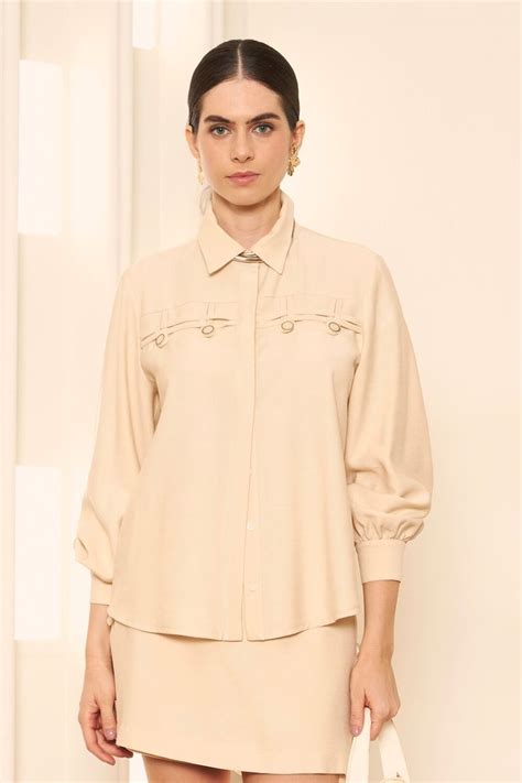 Camisa Button Kelly Oxo Paxo In Kelly Buttons Creme