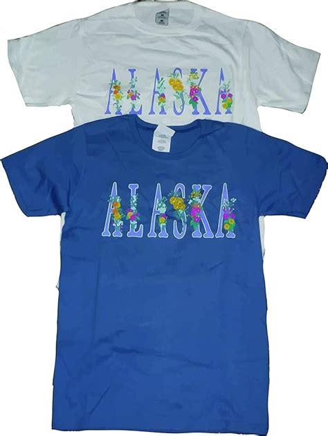 Amazon Alaska Print Women S Cut Shirt White And Steel Blue