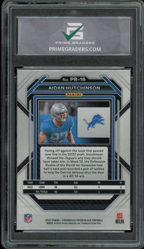 Panini Chronicles Prizm Black Pb Aidan Hutchinson Rc For