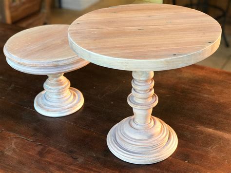 13 Cake Stand Tall Reclaimed Cypress Tca Cake Stand Pickled White