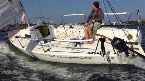 J80 Solo Sailing & Gybing - Boston Harbor - YouTube