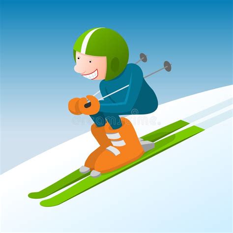 Boy Skiing Stock Vector Illustration Of Blue Comic 37676582