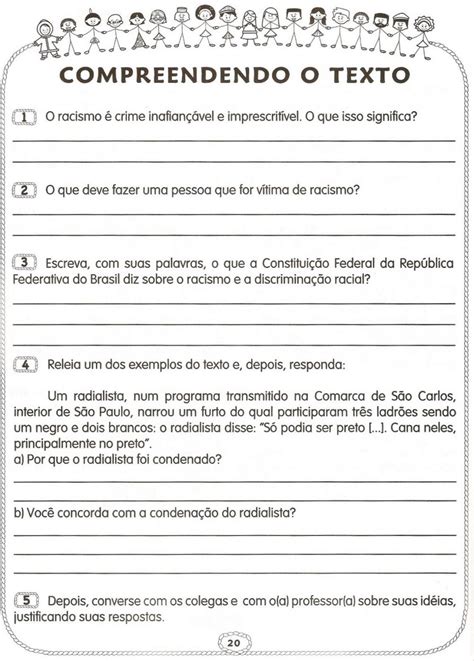 Atividades De Interpreta O De Texto Sobre Racismo Para Imprimir