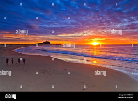Active Fitness Unrecognisable People At Nobbys Beach Pacific Coast In