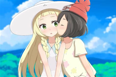 Hd Wallpaper Anime Girls Kissing Lilliepokémon Sunandmoon Moon