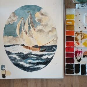 Nautical Watercolor Art Original Watercolor Painting - Etsy