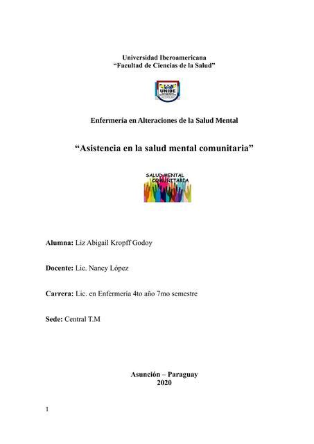 Proyecto De Asistencia En La Salud Mental Comunitaria Abigail Kropff