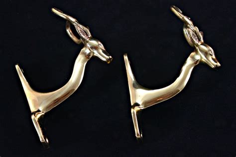 Brass Deer Wall Hooks Brass Deer Coat Hook Pair Brass Wall