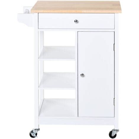 Homcom Carrello Da Cucina Salvaspazio In Legno Bianco X X Cm