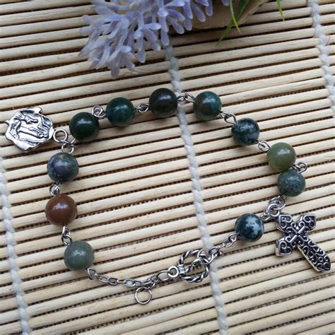 Indian Agate Rosary Bracelet • The Green Crystal