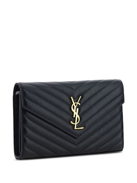 Saint Laurent Cassandre Leather Chain Wallet Black Farfetch