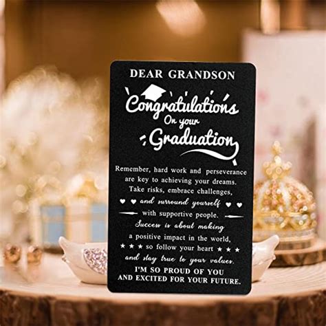 BAZLJY Grandson Graduation Card, 2023 Graduation Gifts for Grandson, Metal Engraved Graduation ...