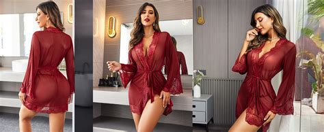 Amazon Avidlove Women Lace Kimono Robe Babydoll Sexy Lingerie Mesh