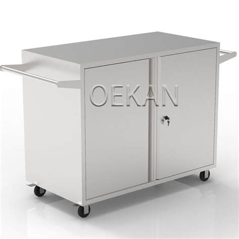 Hospital Medical Clinic Stainless Steel Doouble Layer Lockable Movable