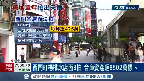 卡位解封商機 合庫資產砸8502萬標下西門町楊桃冰店面 法拍單坪475萬創天價 專家業者看好店面市場回溫│記者 李孟珊 蘇耘寬│【台灣要聞