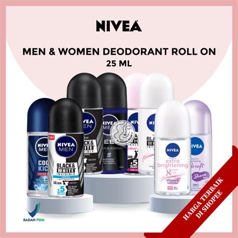 Jual NIVEA Deodorant Roll On Men Women Brightening Black White