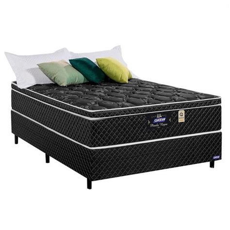 Cama Box Casal E Colchão Molas Ensacadas Gazin Perola Negra 188cm X