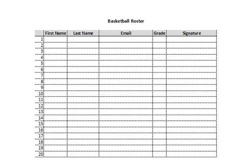 Printable Basketball Team Roster - Etsy