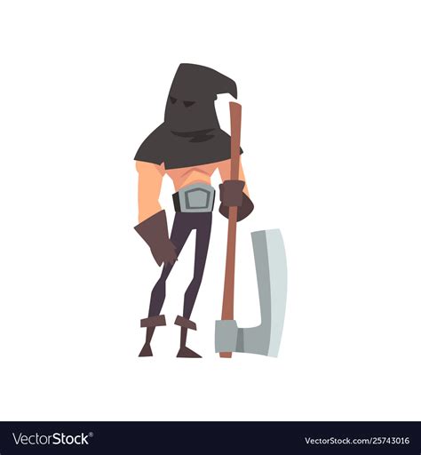 Male Executioner With Black Headwear And Axe Vector Image